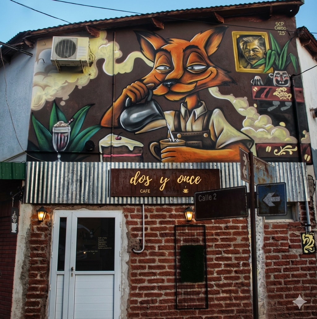 Frente de la cafetería Dos y Once